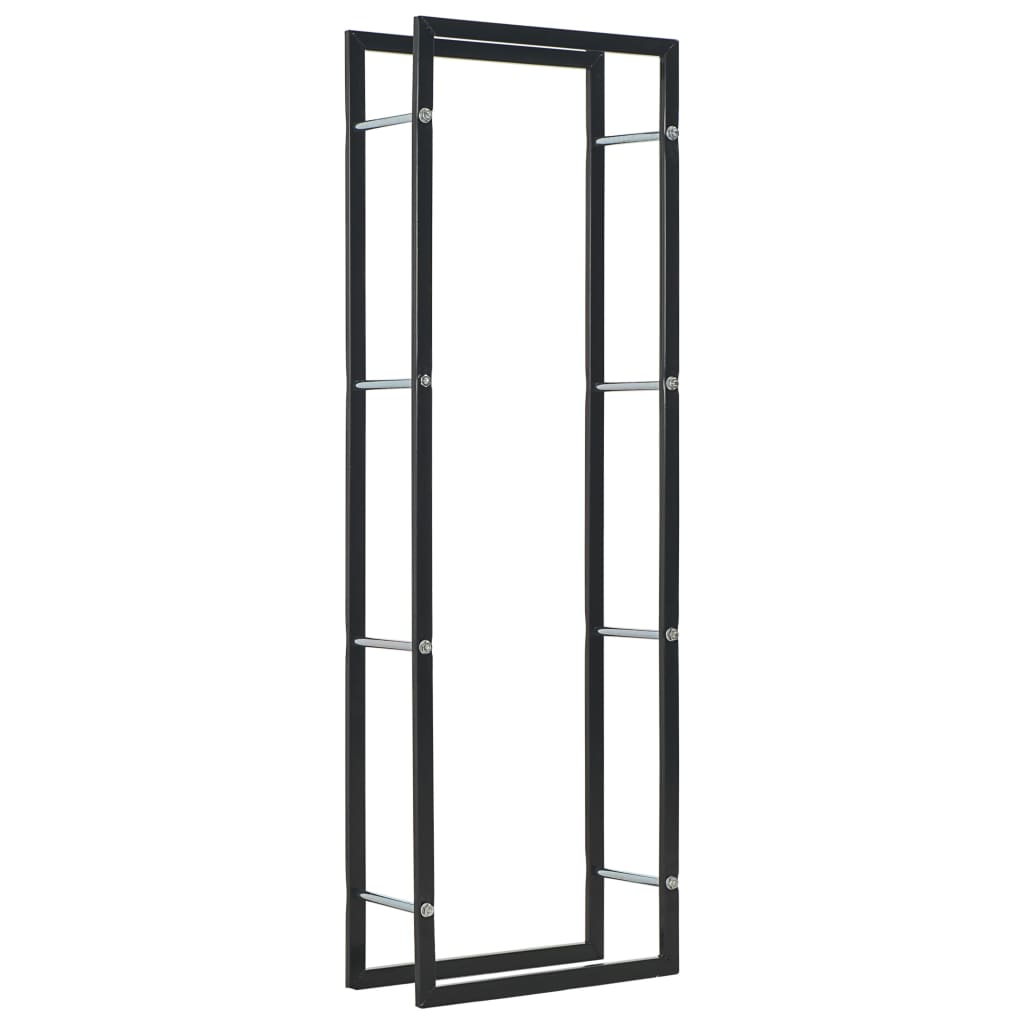 Black steel log rack 100x25x100 cm