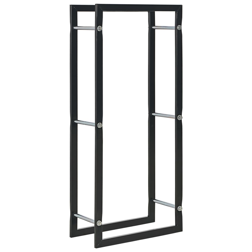 Black steel log rack 100x25x100 cm