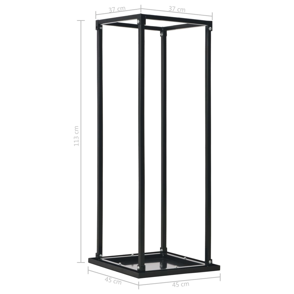 Leñero con base acero negro 37x37x113 cm