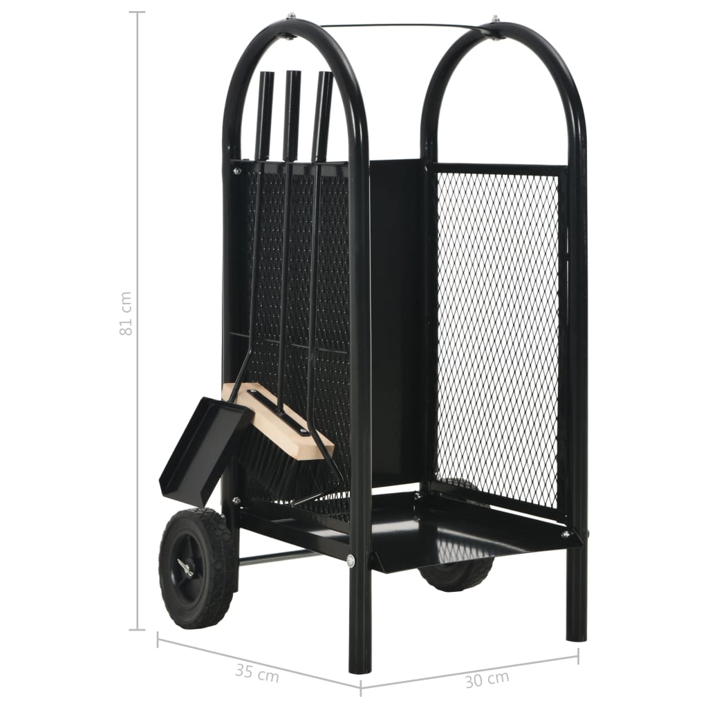 Leñero de acero negro 30x35x81 cm
