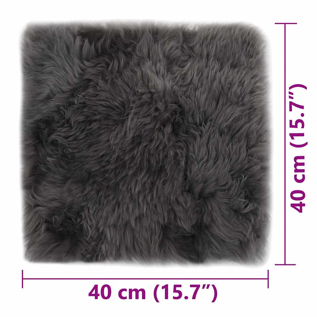 Cojines de silla 2 uds piel de oveja real gris claro 40x40 cm
