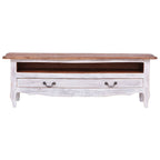 Mueble de TV madera maciza de caoba blanco 120x30x40 cm