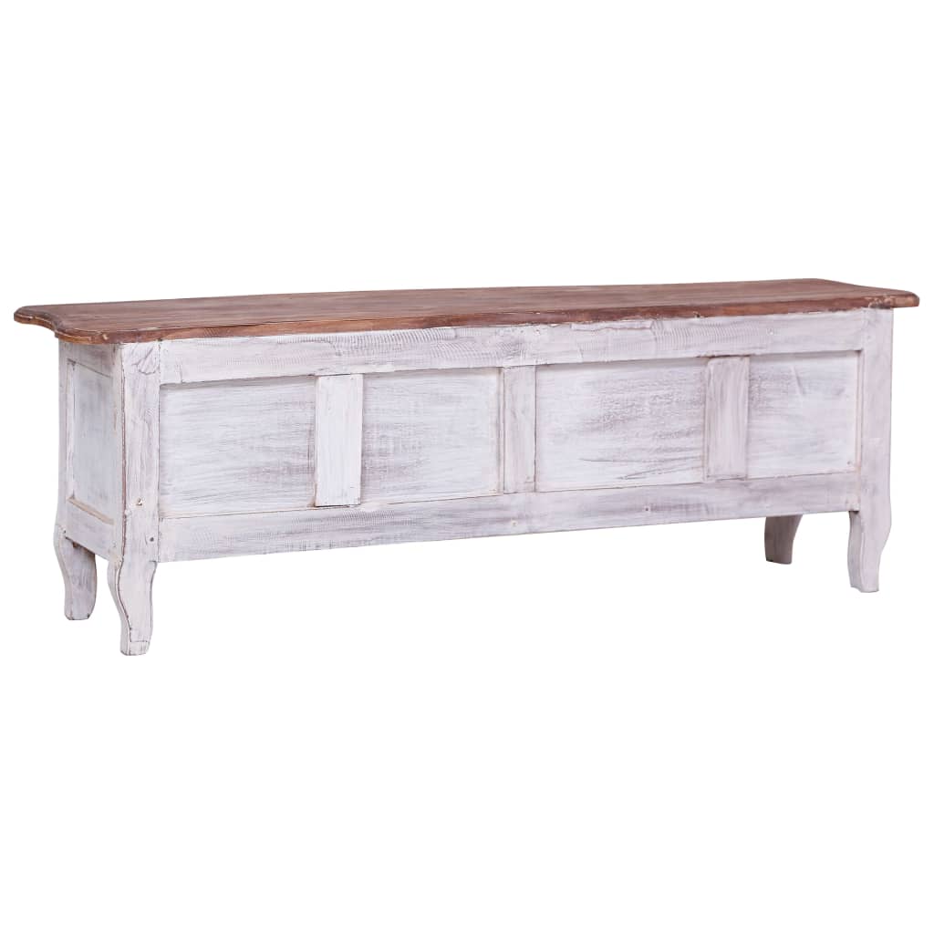 Mueble de TV madera maciza de caoba blanco 120x30x40 cm