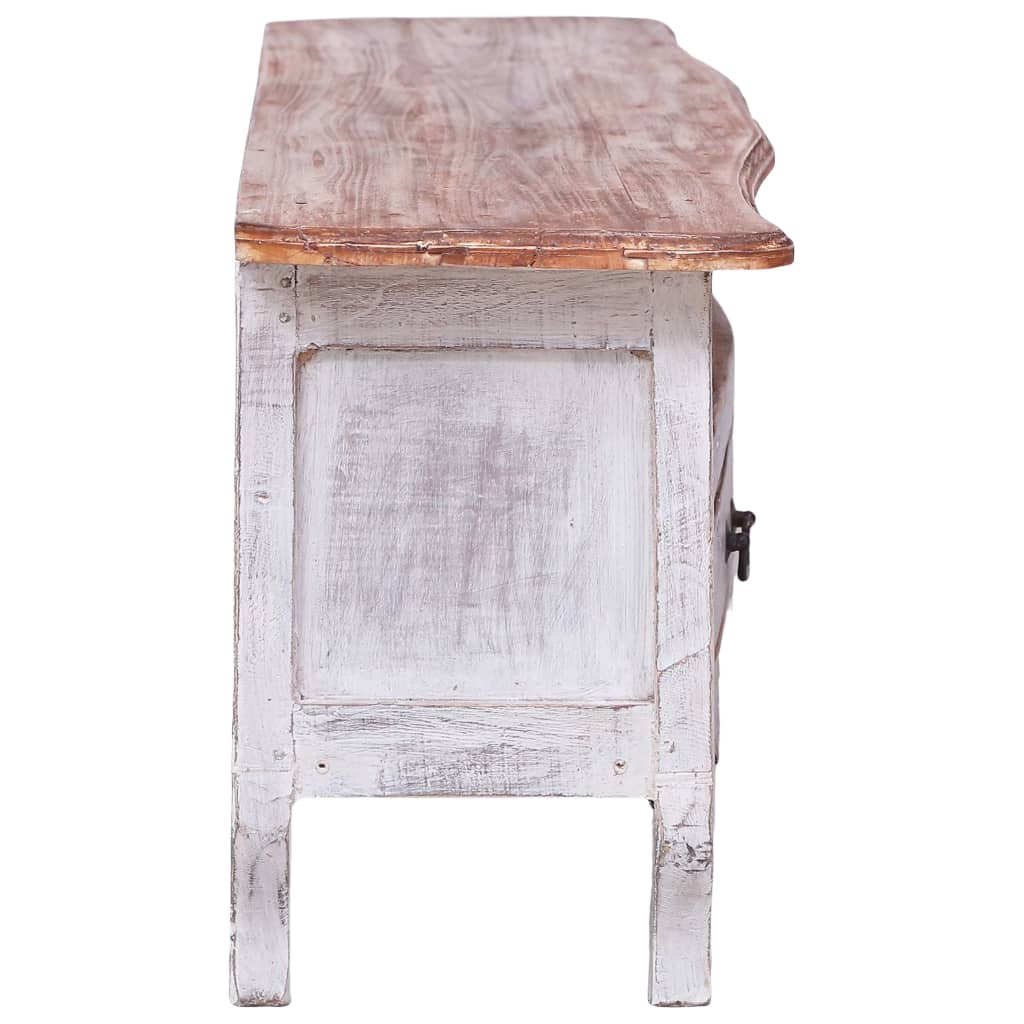 Mueble de TV madera maciza de caoba blanco 120x30x40 cm