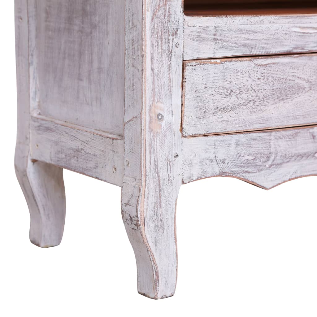 Mueble de TV madera maciza de caoba blanco 120x30x40 cm