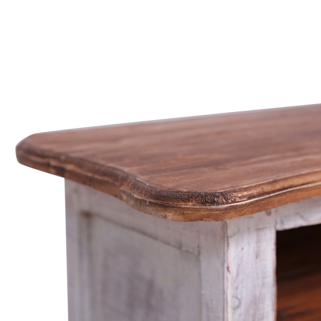 Mueble de TV madera maciza de caoba blanco 120x30x40 cm