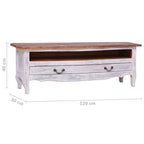 Mueble de TV madera maciza de caoba blanco 120x30x40 cm