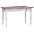 Escritorio con cajones madera maciza caoba blanco 117x57x75 cm