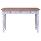 Escritorio con cajones madera maciza caoba blanco 117x57x75 cm