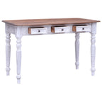 Escritorio con cajones madera maciza caoba blanco 117x57x75 cm
