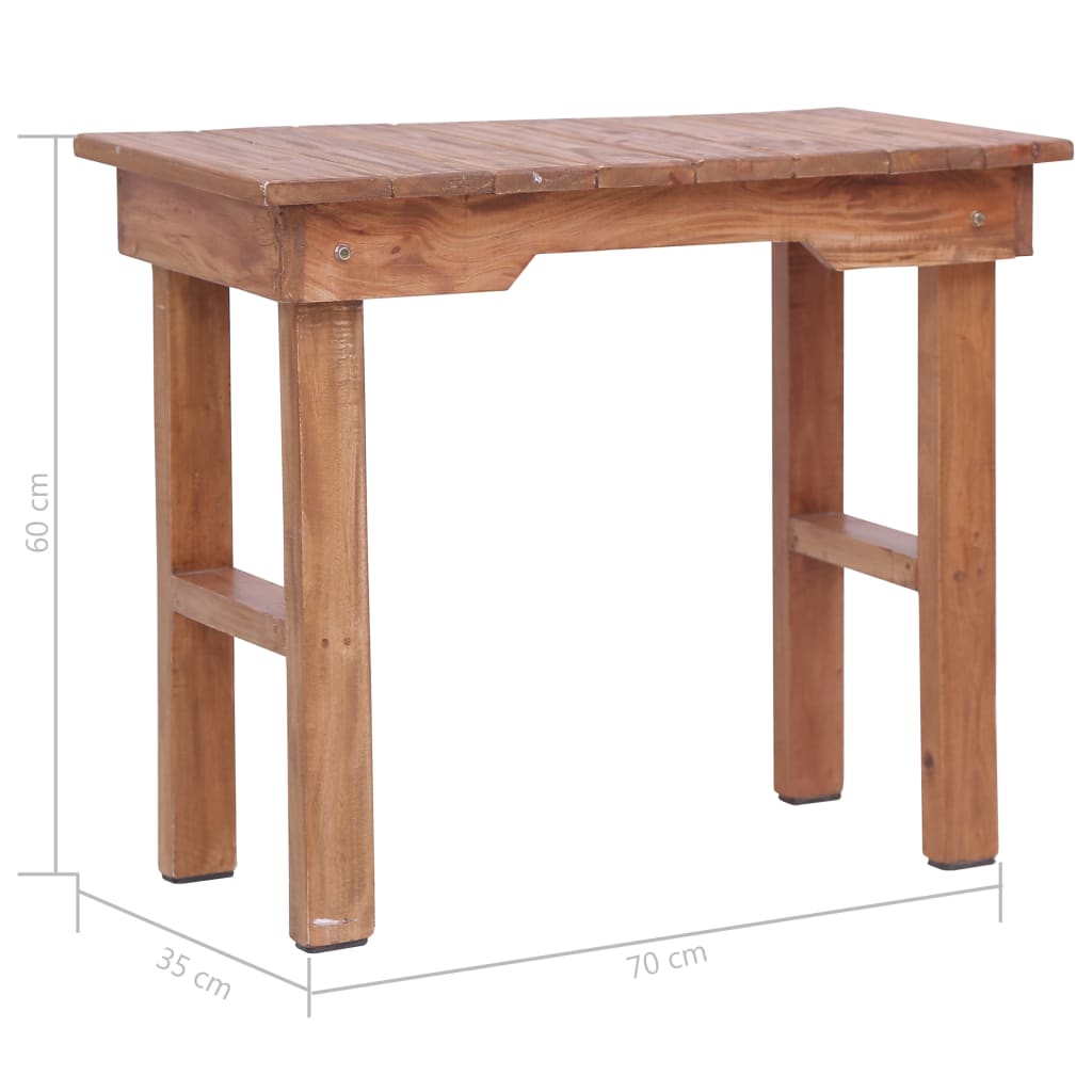 Mesa auxiliar madera maciza de caoba 70x35x60 cm