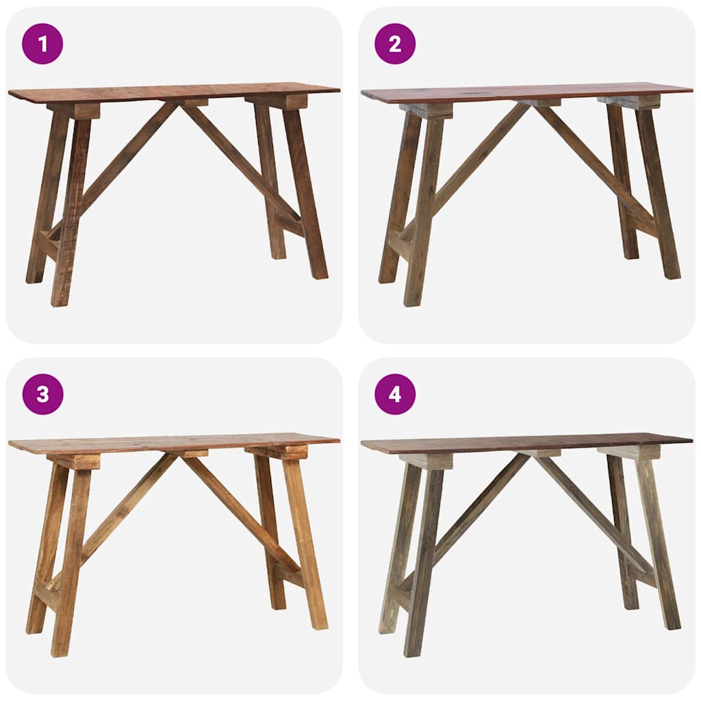 Mesa consola de madera reciclada mixta 130x40x80 cm