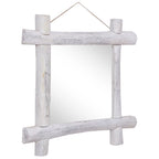 Espejo de troncos de madera maciza reciclada blanca 70x70 cm