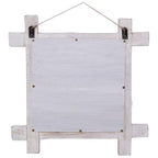 Espejo de troncos de madera maciza reciclada blanca 70x70 cm