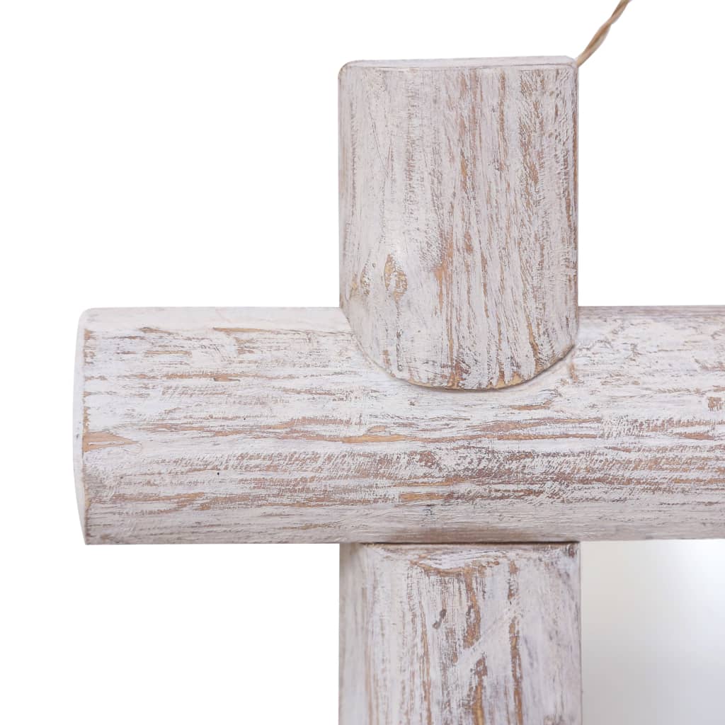 Espejo de troncos de madera maciza reciclada blanca 70x70 cm