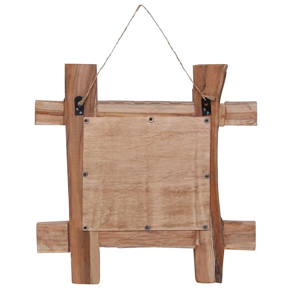 Espejo de troncos de madera reciclada de teca natural 50x50 cm