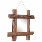 Espejo de troncos de madera reciclada de teca natural 50x50 cm