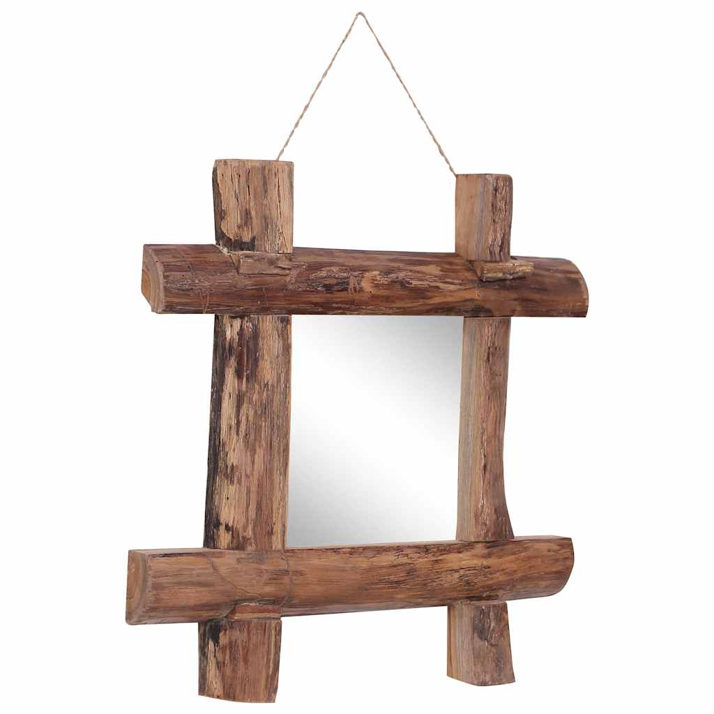 Espejo de troncos de madera reciclada de teca natural 50x50 cm