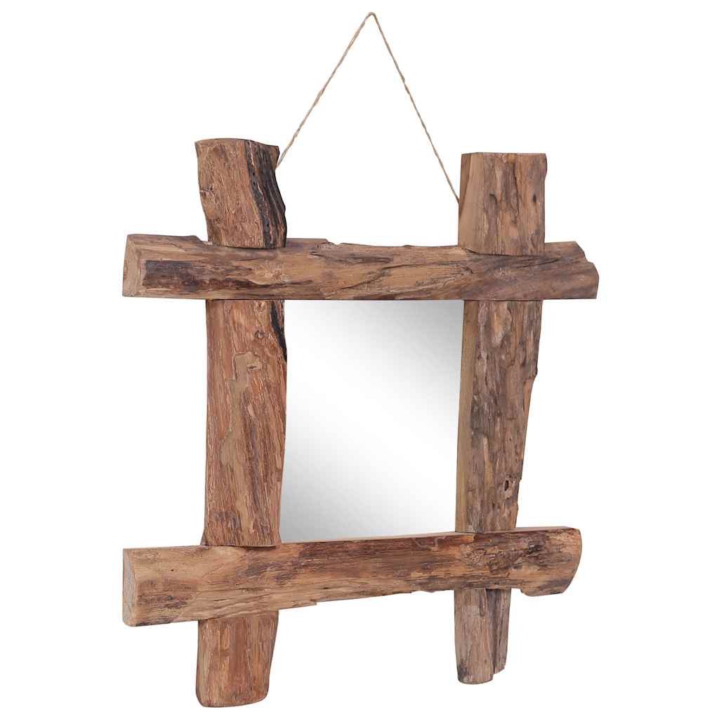 Espejo de troncos de madera reciclada de teca natural 50x50 cm