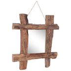 Espejo de troncos de madera reciclada de teca natural 50x50 cm