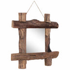Espejo de troncos de madera reciclada de teca natural 50x50 cm