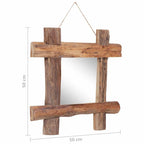 Espejo de troncos de madera reciclada de teca natural 50x50 cm
