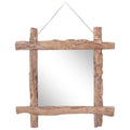 Espejo de troncos de madera reciclada de teca natural 50x50 cm