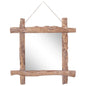 Espejo de troncos de madera reciclada de teca natural 50x50 cm
