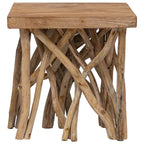 Mesa de centro de troncos madera reciclada mixta 40x40x40 cm