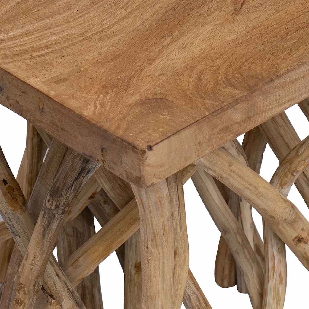 Mesa de centro de troncos madera reciclada mixta 40x40x40 cm