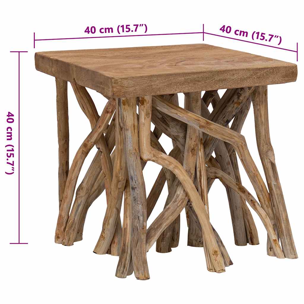 Mesa de centro de troncos madera reciclada mixta 40x40x40 cm