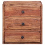 Mesita de noche con 3 cajones madera maciza caoba 35x25x35 cm