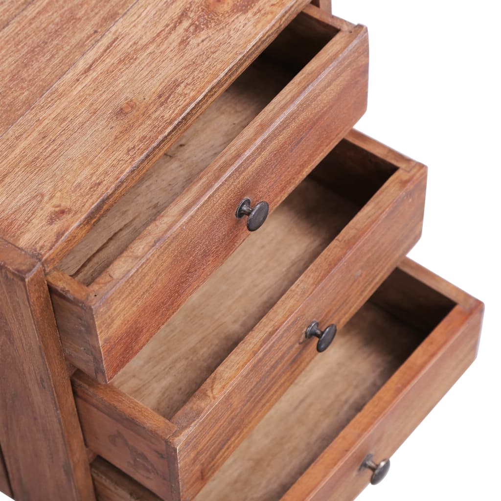 Mesita de noche con 3 cajones madera maciza caoba 35x25x35 cm
