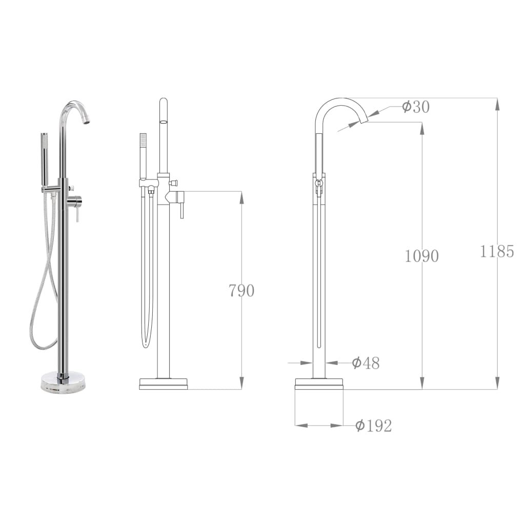 Grifo para bañera de pie acero inoxidable 118,5 cm