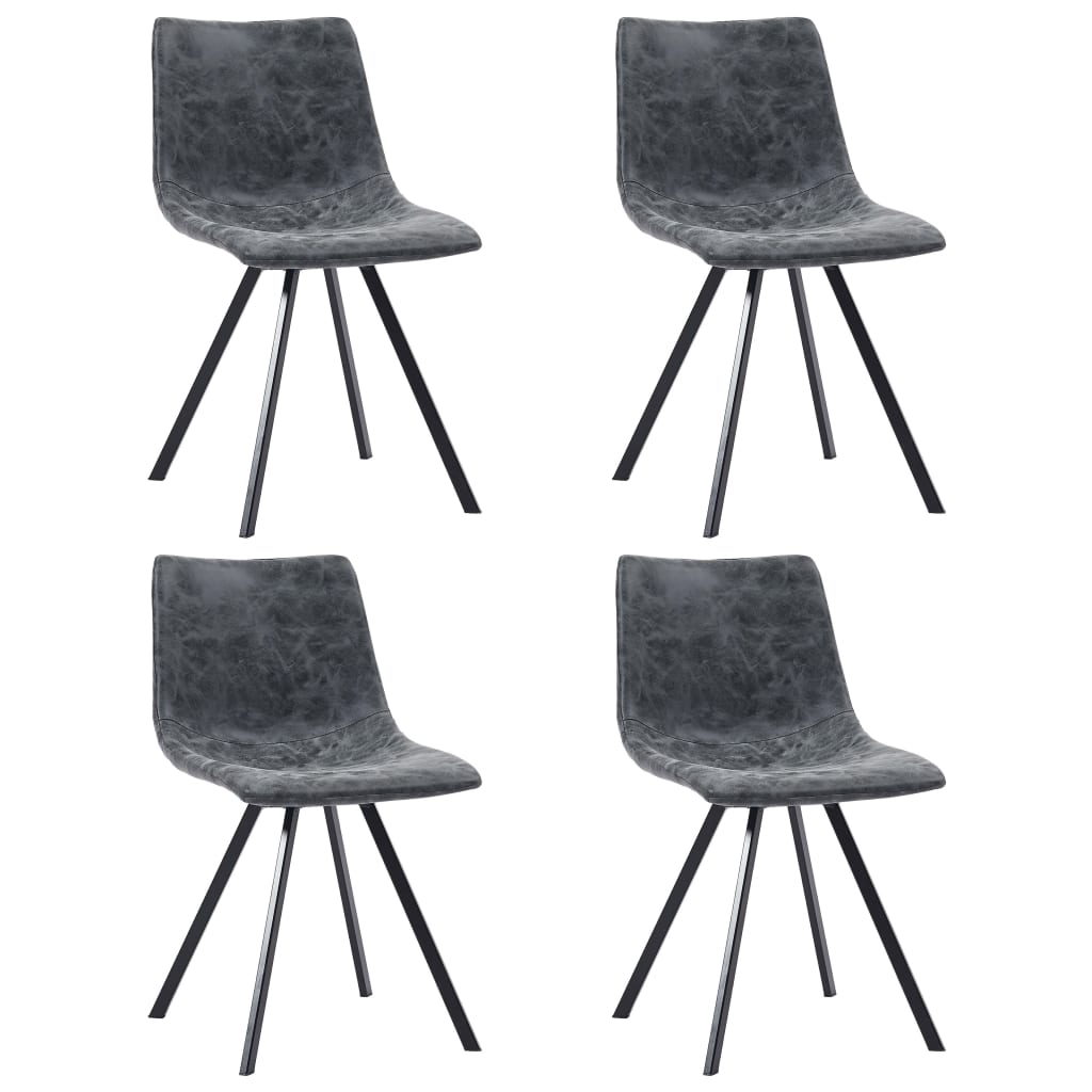 4 Pcs Dining Chairs Artificial Leather Black