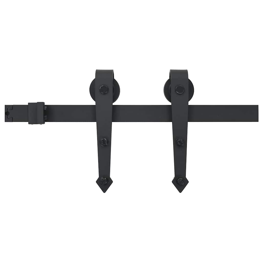 SKIEN Sliding Door Hardware Kit Black Steel 200cm