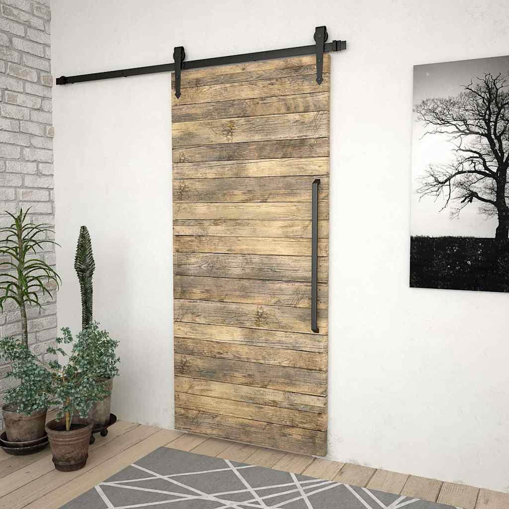 SKIEN Sliding Door Hardware Kit Black Steel 200cm