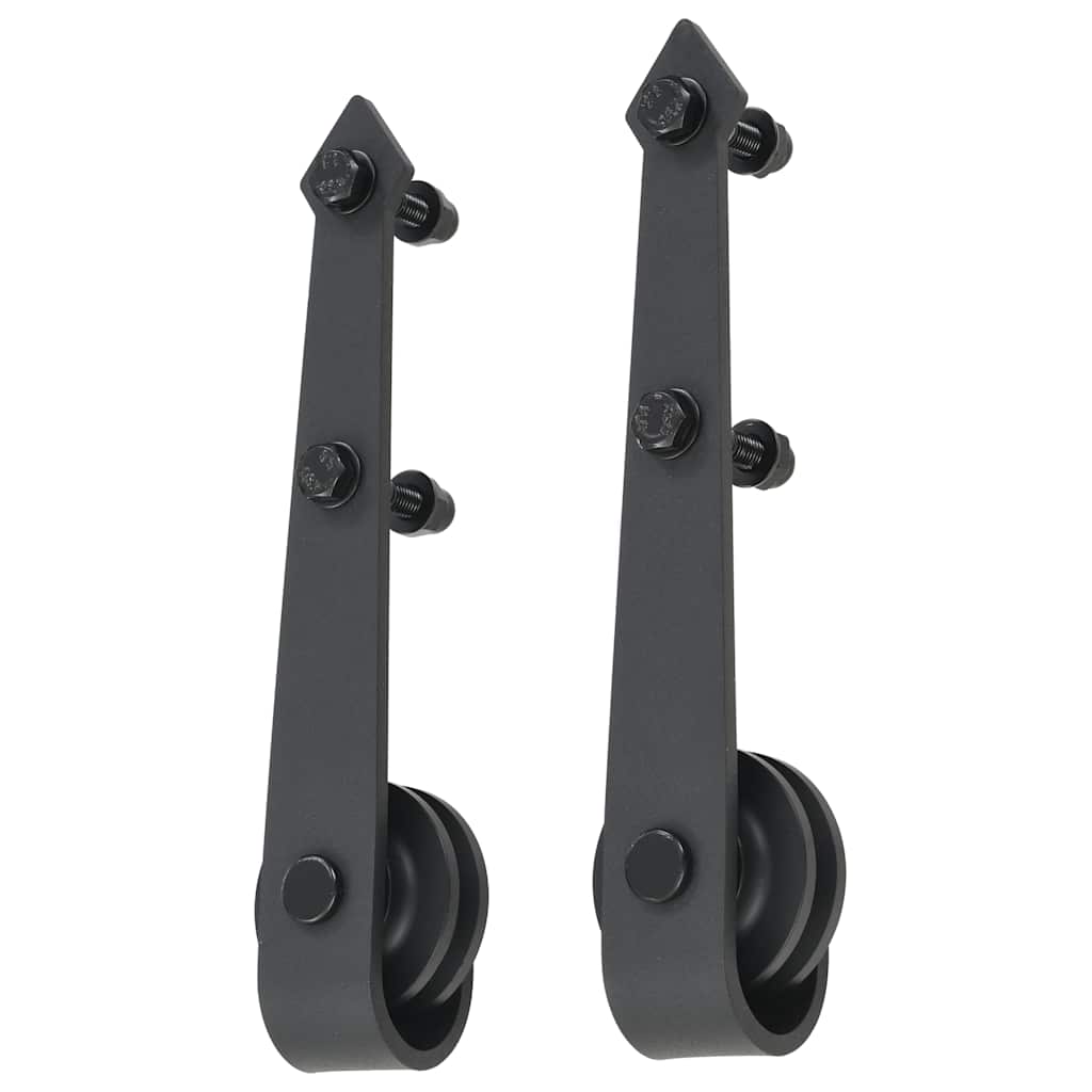SKIEN Sliding Door Hardware Kit Black Steel 200cm