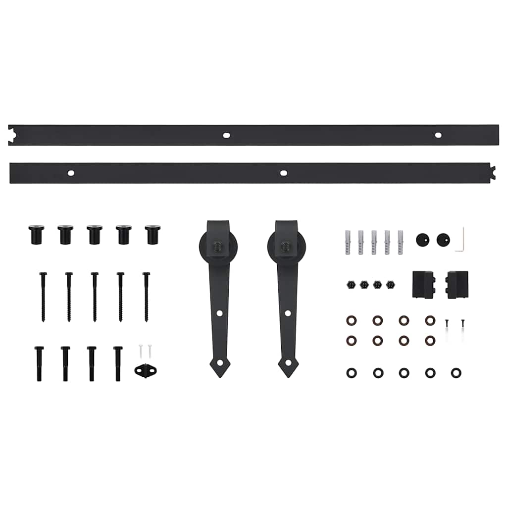 SKIEN Sliding Door Hardware Kit Black Steel 200cm