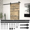 SKIEN Sliding Door Hardware Kit Black Steel 200cm