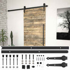 SKIEN Sliding Door Hardware Kit Black Steel 200cm