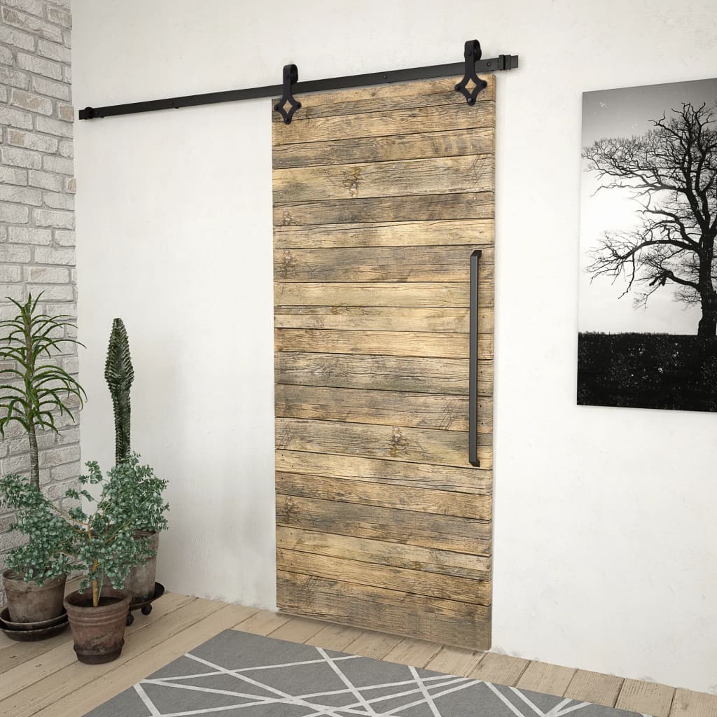 SKIEN sliding door hardware kit black steel 200cm