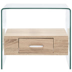 Mesa de centro con cajón vidrio templado 50x50x45 cm
