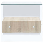 Mesa de centro con cajón vidrio templado 50x50x45 cm