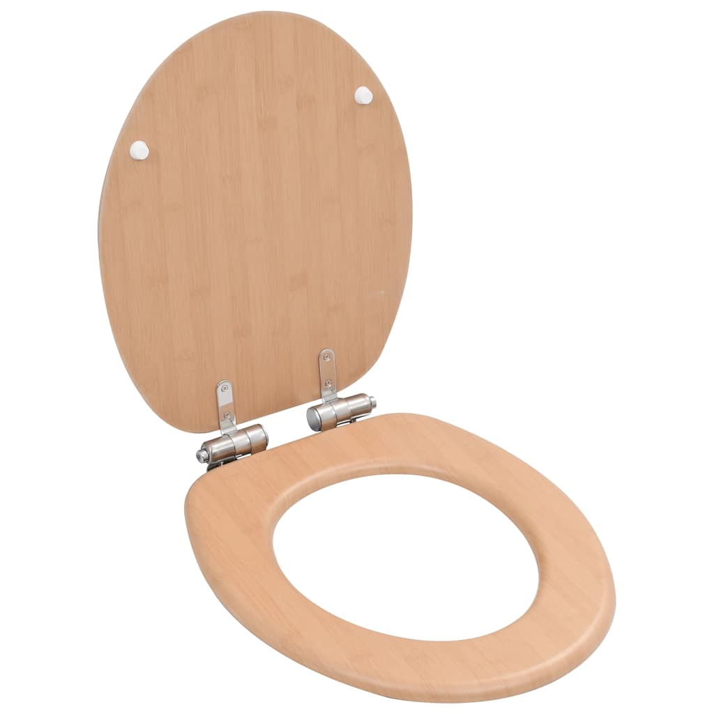Asiento inodoro WC 2 uds tapa de cierre suave MDF diseño bambú