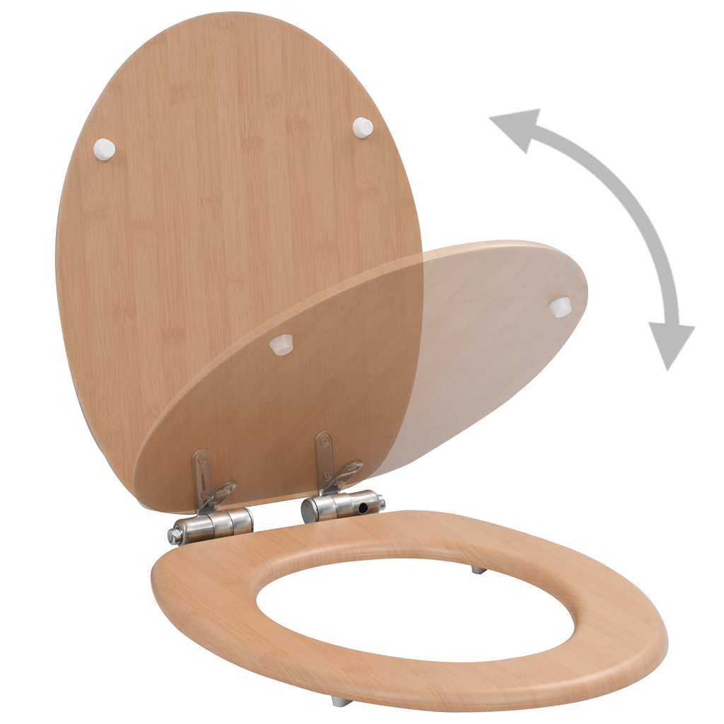 Asiento inodoro WC 2 uds tapa de cierre suave MDF diseño bambú
