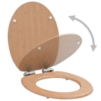 Asiento inodoro WC 2 uds tapa de cierre suave MDF diseño bambú
