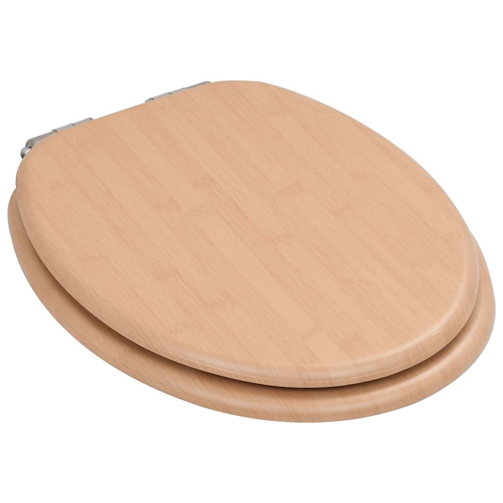 Asiento inodoro WC 2 uds tapa de cierre suave MDF diseño bambú