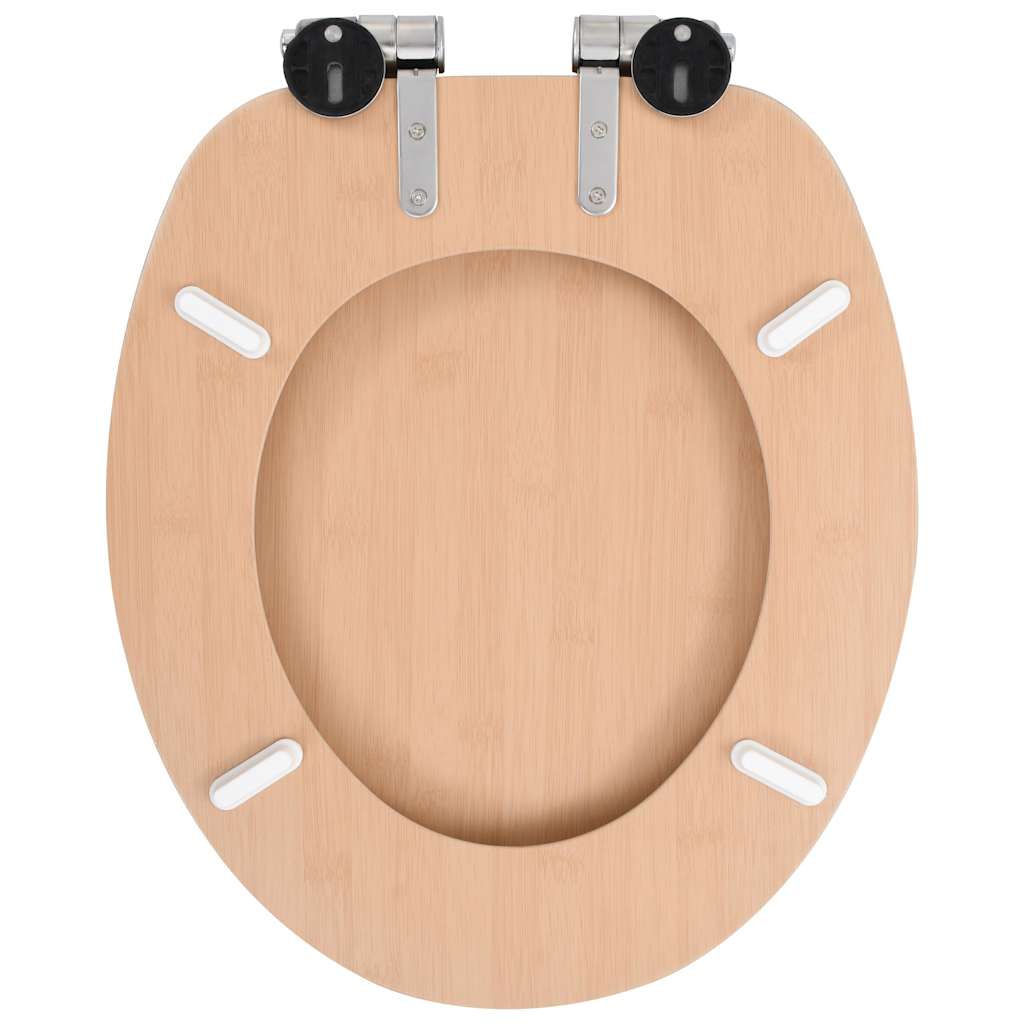 Asiento inodoro WC 2 uds tapa de cierre suave MDF diseño bambú