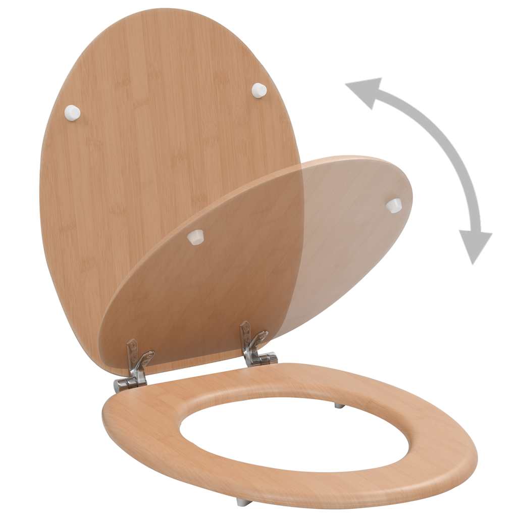Asiento de inodoro WC 2 uds tapa suave MDF bambú